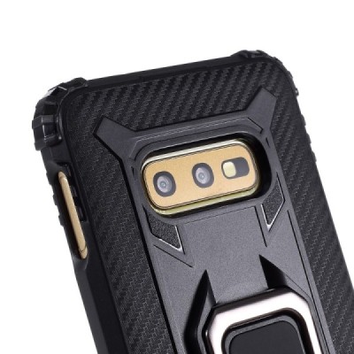 Täiustatud kaitsed "Kickstand" Samsung Galaxy S10e must kõva silikoon (TPU) ja plastikust ümbris | Priedai.lt