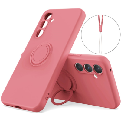 Samsung Galaxy S25 "Dechen" Ring Kickstand kõva silikoon (TPU) ümbris - punane | Priedai.lt