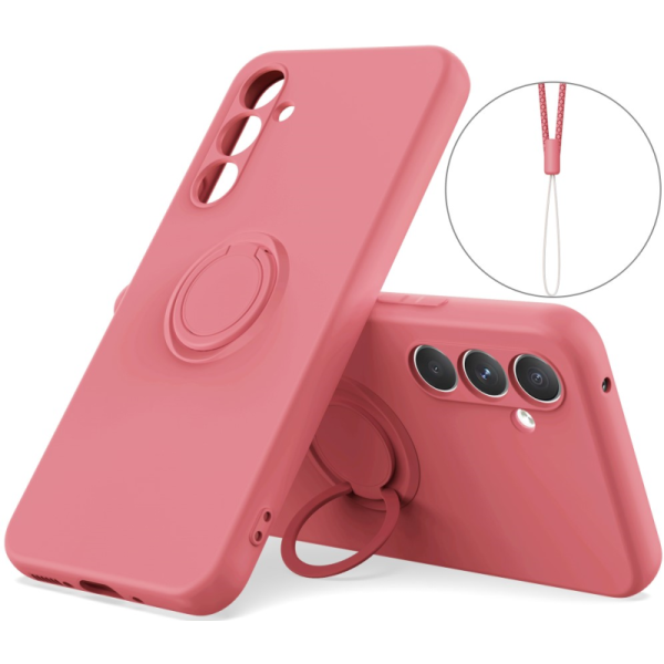 "Dechen" Ring Kickstand kõva silikoon (TPU) ümbris - punane (Galaxy S25)