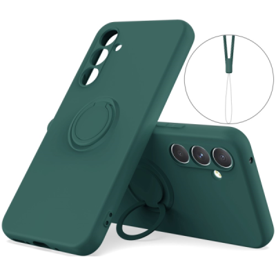 Samsung Galaxy S25 "Dechen" Ring Kickstand kõva silikoon (TPU) ümbris - roheline | Priedai.lt