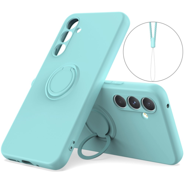 "Dechen" Ring Kickstand kõva silikoon (TPU) ümbris - piparmünt (Galaxy S25)