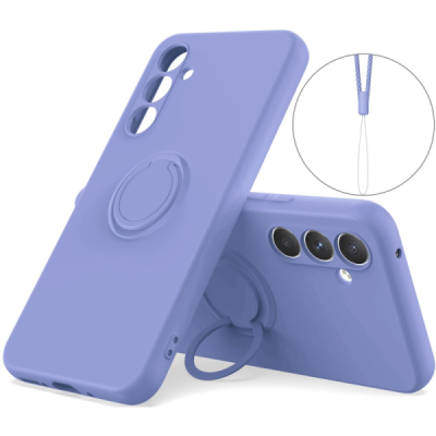 Samsung Galaxy S25 "Dechen" Ring Kickstand kõva silikoon (TPU) ümbris - helelilla| Priedai.lt