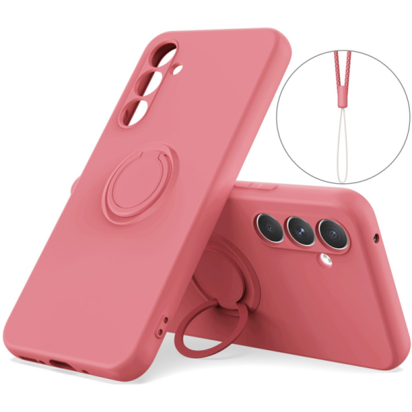"Dechen" Ring Kickstand kõva silikoon (TPU) ümbris - punane (Galaxy S25+)
