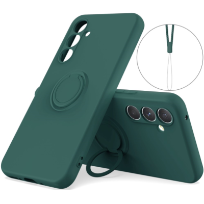 Samsung Galaxy S25+ "Dechen" Ring Kickstand kõva silikoon (TPU) ümbris - roheline | Priedai.lt