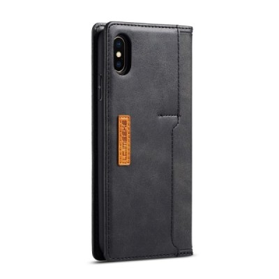 Apple iPhone X (iPhone Xs) LC IMEEKE nahk must kaaned - rahakott | Priedai.lt
