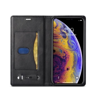 Apple iPhone X (iPhone Xs) LC IMEEKE nahk must kaaned - rahakott | Priedai.lt