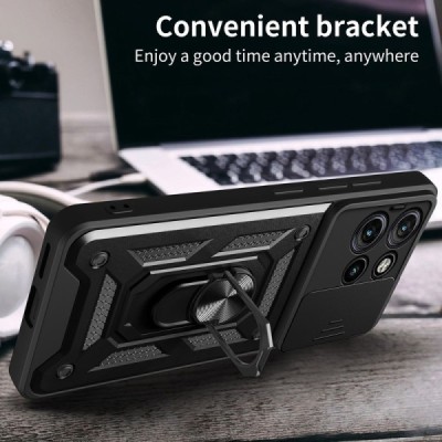 "Mozhi" Kickstand Tugevdatud turvalisus ümbris - must (Motorola Edge 60 Neo / Edge 50 Neo / Moto S50 / ThinkPhone 25)