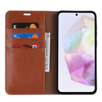 Solidus Samsung Galaxy A56 / A36 pruun ādas atlokamais futrālis | Priedai.lt