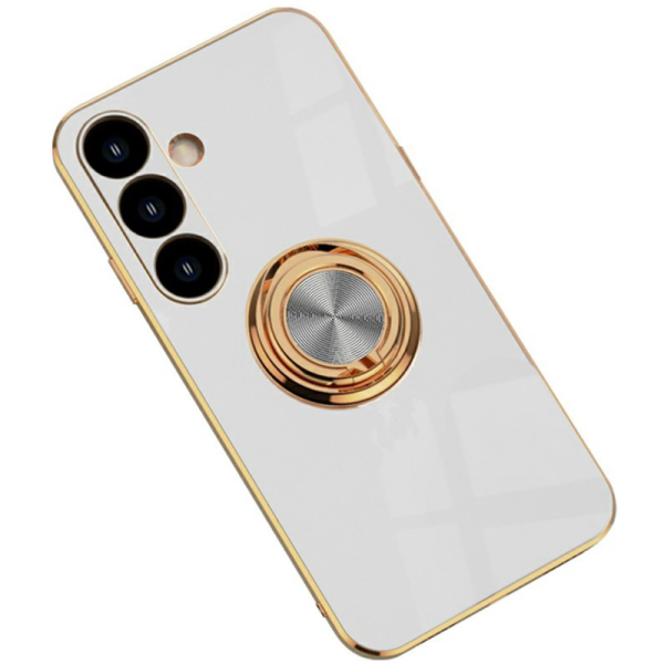 „Fashion“ Kickstand Kõva silikoon (TPU) kaaned - valge (Galaxy S24)
