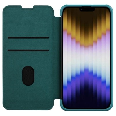 Luksuslik Nillkin Qin Pro seeria roheline nahast klapiga ümbris Apple iPhone 14-le | Priedai.lt