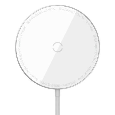 Baseus Simple Mini magnetiline laadimisalus juhtmevaba kompaktne laadija - valge (15W) | Priedai.lt