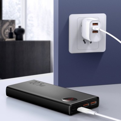 "Baseus" Adaman Metal Fast Charge Power Bank väline aku - must (20000 mAh, 22,5 W) | Priedai.LT