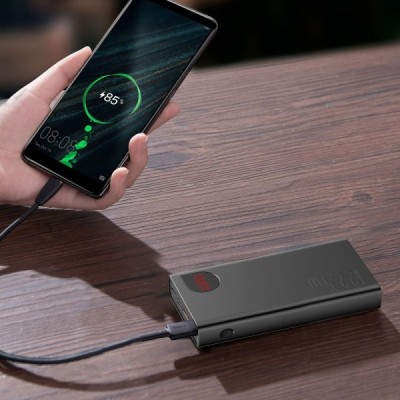 "Baseus" Adaman Metal Fast Charge Power Bank väline aku - must (20000 mAh, 22,5 W) | Priedai.LT