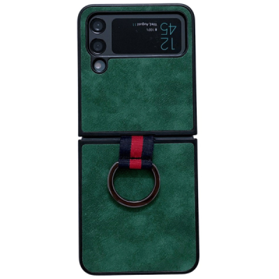 Samsung Galaxy Z Flip4 "Kadem" Ring Kickstand kõva plastik ümbris - roheline | Priedai.lt