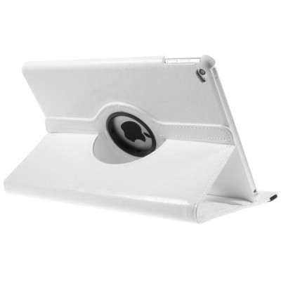 Apple iPad Air 2 solidus atverčiamas baltos spalvos odinis dėklas (360°) - stovas / Priedai.lt