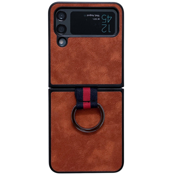 "Kadem" Ring Kickstand kõva plastik ümbris - pruun (Galaxy Z Flip4)