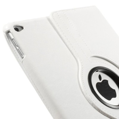 Apple iPad Air 2 solidus atverčiamas baltos spalvos odinis dėklas (360°) - stovas / Priedai.lt