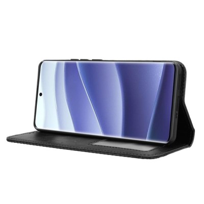 Xiaomi Redmi Note 14 Pro (Pro+) 5G (Poco X7 5G) Vintage must nahast klappkohver - magnetiga raamat | Priedai.lt