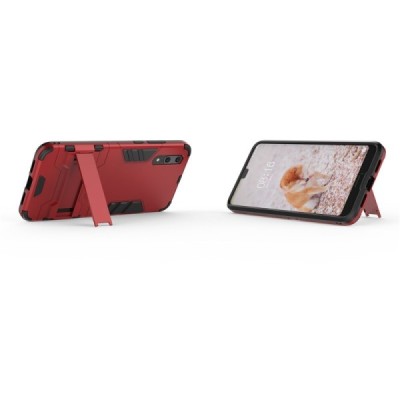 Täiustatud kaitsed „Kickstand“ Huawei P20 punane kõva silikoon (TPU) ja plastikust korpus | Priedai.lt