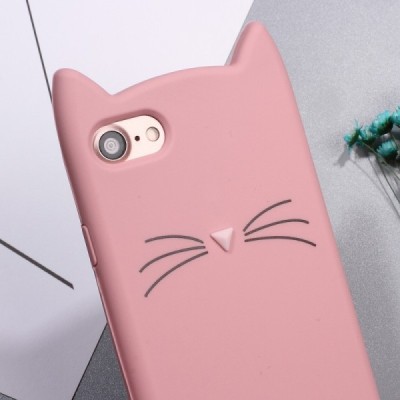 Apple iPhone 7 (iPhone 8, SE 2020) Kingxbar Cat kõva silikoonist TPU roosa ümbris - tagakülg | Accessories.lt