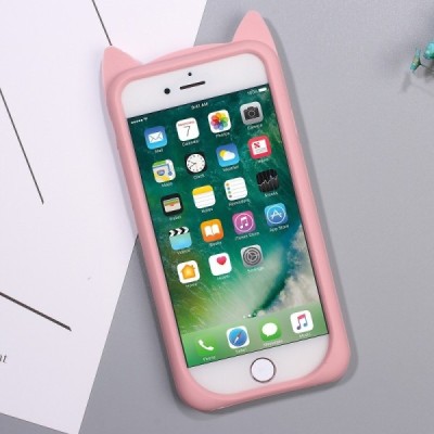 Apple iPhone 7 (iPhone 8, SE 2020) Kingxbar Cat kõva silikoonist TPU roosa ümbris - tagakülg | Accessories.lt