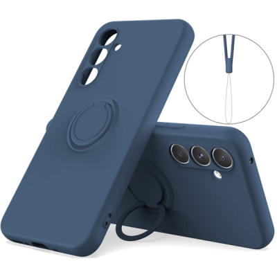 Samsung Galaxy A55 "Dechen" Ring Kickstand kõva silikoon (TPU) ümbris - sinine | Priedai.lt