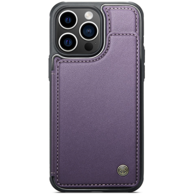 Apple iPhone 15 Pro "CaseMe" rahakotiga lilla ümbris - tagakülg  Priedai.lt