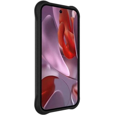 Google Pixel 9a "Imak" tugevdatud Airbag kaitse kõva silikoon matt TPU must ümbris - tagakülg | Priedai.lt