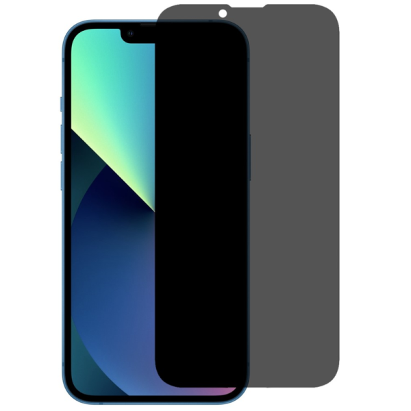 "RURIHAI" Tempered Glass must ekraanikaitse (1 tk.) raamiga - privaatsus (iPhone 14 / 13 / 13 Pro)