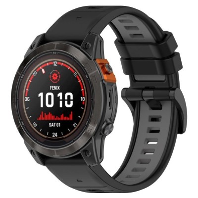 Wave nutikell Garmin Fenix 7 / 7 Pro / 6 / 6 Pro kõvast silikoonist (TPU) must käevõru | Priedai.lt