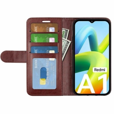 Xiaomi Redmi A2 (Redmi A1) klapiga pruun nahkümbris - rahakott | Priedai.lt