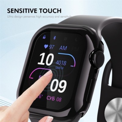 Apple Watch Series 10 46mm Enkay 9H karastatud klaasiga tugevdatud kaitse, must kaitseklaas 0,2 mm | Priedai.lt