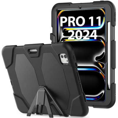 Apple iPad Pro 11 (2025) / 11 (2024) Reinforced Protection Case - Black - Back | Priedai.lt
