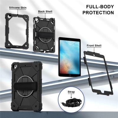 Apple iPad 9.7" 2017 (iPad 9.7" 2018) Tugevdatud turvalisus (360°) ümbris - must | Priedai.lt