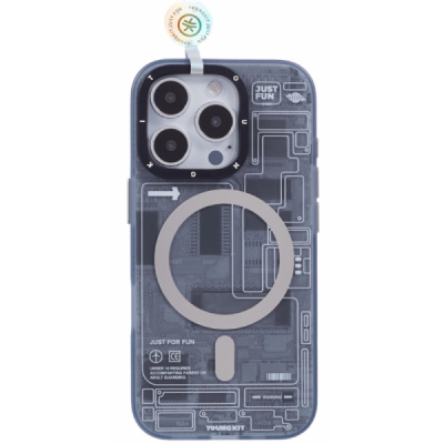 Apple iPhone 16 Pro "YOUNGKIT" tehnoloogiaga MagSafe TPU mattümbris - tagakülg - hall | Priedai.lt
