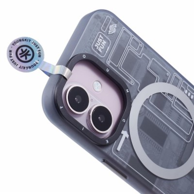 Apple iPhone 16 "YOUNGKIT" tehnoloogiaga MagSafe TPU mattümbris - tagakülg - hall | Priedai.lt