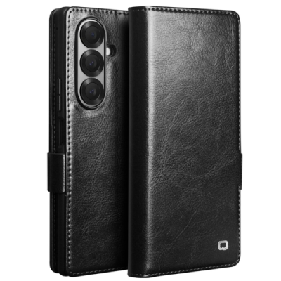 Samsung Galaxy Fold7 "QIALINO" klapitav must nahast ümbris | Priedai.lt
