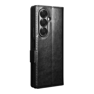 Samsung Galaxy Fold7 "QIALINO" klapitav must nahast ümbris | Priedai.lt