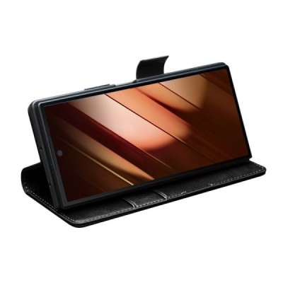 Samsung Galaxy Fold7 "QIALINO" klapitav must nahast ümbris | Priedai.lt