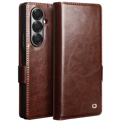 Samsung Galaxy Fold7 "QIALINO" klapitav pruun nahast ümbris | Priedai.lt