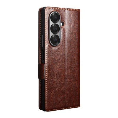 Samsung Galaxy Fold7 "QIALINO" klapitav pruun nahast ümbris | Priedai.lt
