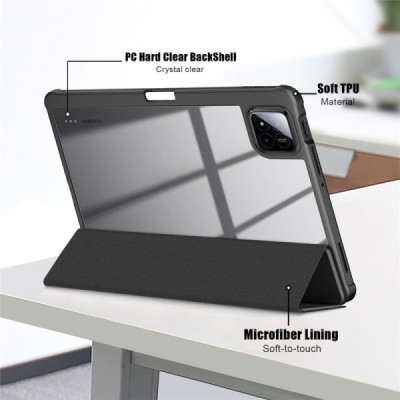 Xiaomi Pad 7 Pro Copernice ülespööratav must nahast kaaned - märkmik, kus on koht pliiatsi jaoks | Priedai.lt