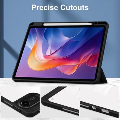 Xiaomi Redmi Pad 2 Copernice ülespööratav must nahast kaaned - märkmik, kus on koht pliiatsi jaoks | Priedai.lt