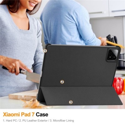 „Saige" Tahke kaaned - must (Xiaomi Pad 7 / Pad 7 Pro / Pad 8 / Pad 8 Pro)