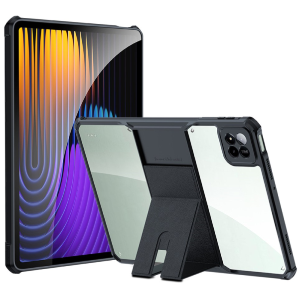 „XUNDD“ Kickstand kõva silikoonist (TPU) akrüülümbris - läbipaistev / must (Xiaomi Pad 7 / Pad 7 Pro)