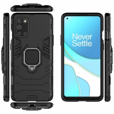 Täiustatud kaitsed "Kickstand" OnePlus 8T must kõva silikoon (TPU) ja plastikust ümbris | Priedai.lt