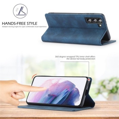 Lc.Imeeke Samsung Galaxy S22 5G sinine nahast klapiga ümbris | Priedai.lt