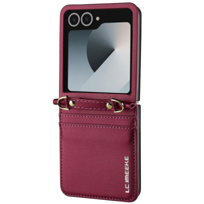 Samsung Galaxy Flip7 „LC.IMEEKE“ Leather plastikust burgundia korpus - taga | Priedai.lt