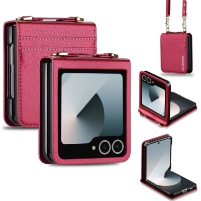 Samsung Galaxy Flip7 „LC.IMEEKE“ Leather plastikust burgundia korpus - taga | Priedai.lt