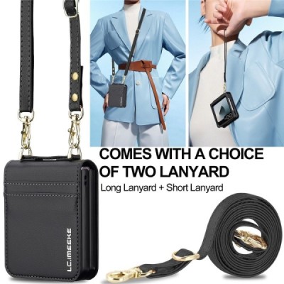 Samsung Galaxy Flip7 „LC.IMEEKE“ Leather plastikust must korpus - taga | Priedai.lt
